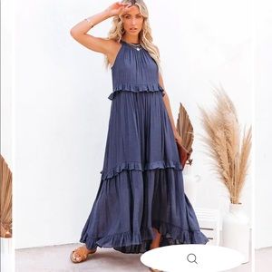 VICI Navy pocketed Halter Maxi Dress - NEW - Size Large